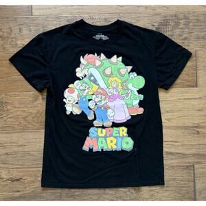 Super Mario Black Graphic Tee Shirt Size Large